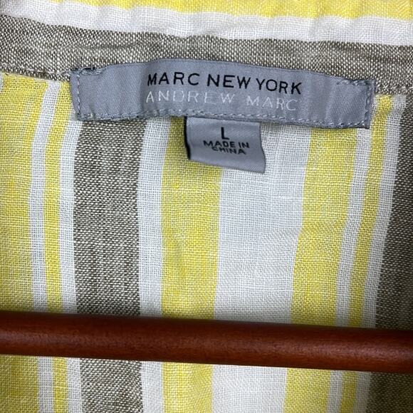 Andrew Marc / Marc New York 100% linen striped summer top size large - Picture 3 of 8